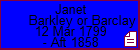 Janet Barkley or Barclay